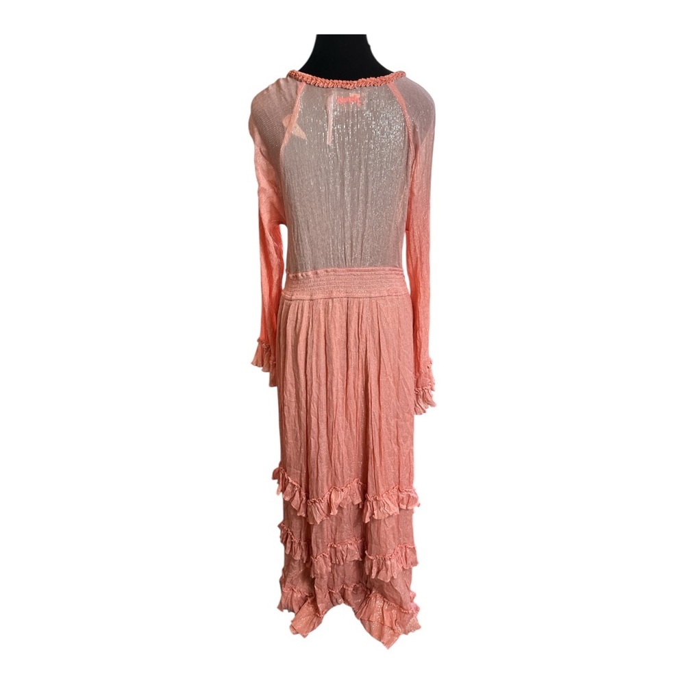 Free People Seraphina Maxi Dress Peach Boho Ruffle Women’s Size XL NWOT - Picture 7 of 11